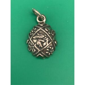 .925 Rabbit Daisy Flower Vintage Egg Sterling Silver Jewelry Charm #Easter